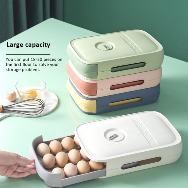storage drawers rolling drawer egg holder organizer box food container refrigerator eggs boxes durable case kitchen supplies#